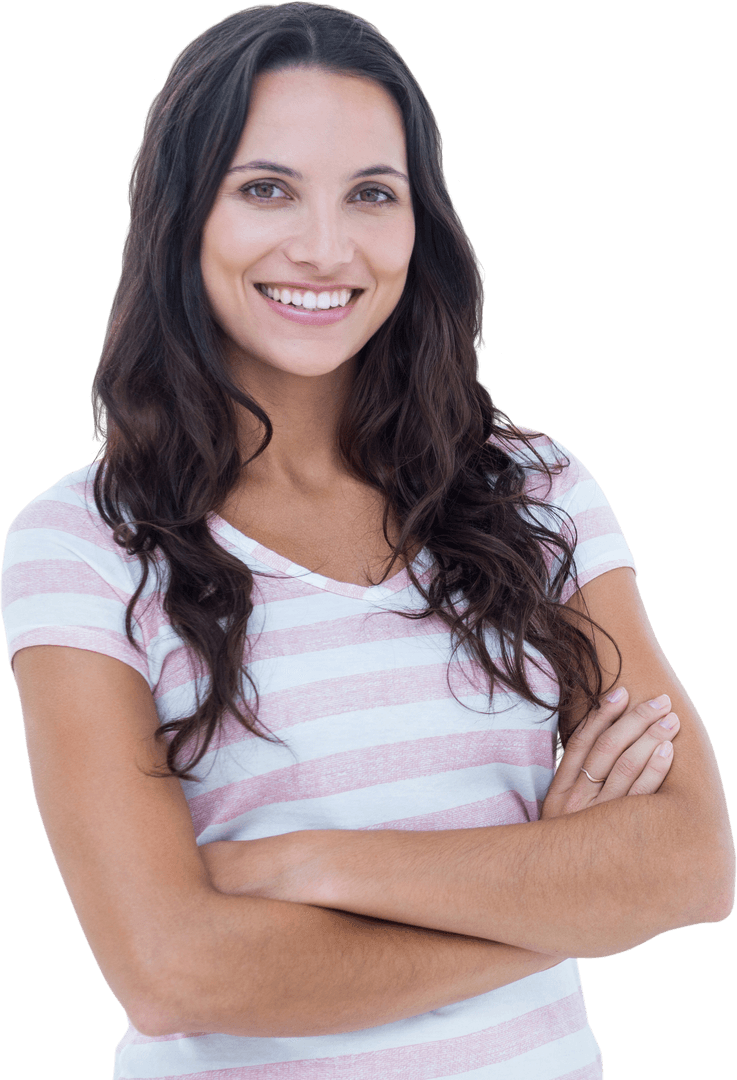 Smiling Caucasian Woman in Casual Attire on Transparent Background