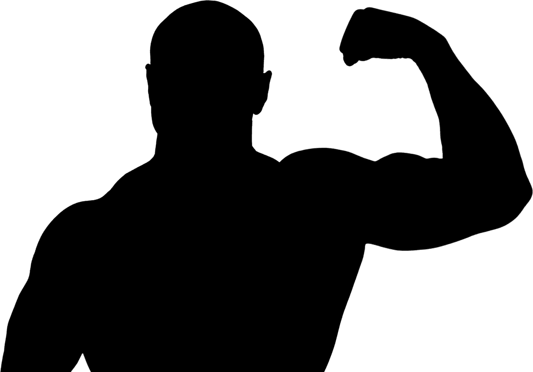 Muscular Man Flexing in Transparent Silhouette