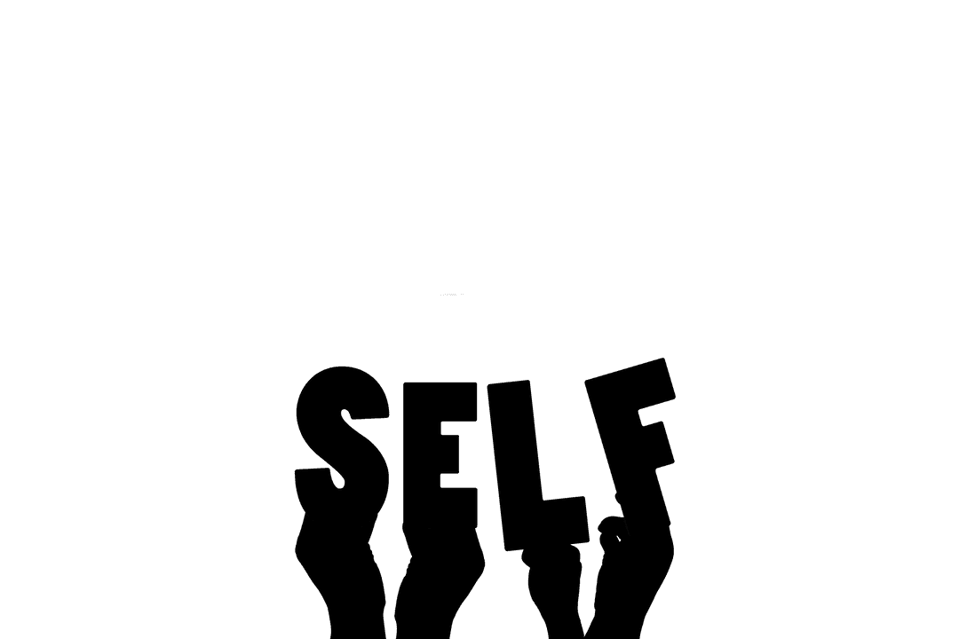 Hands Holding 3D Self Text on Transparent Background