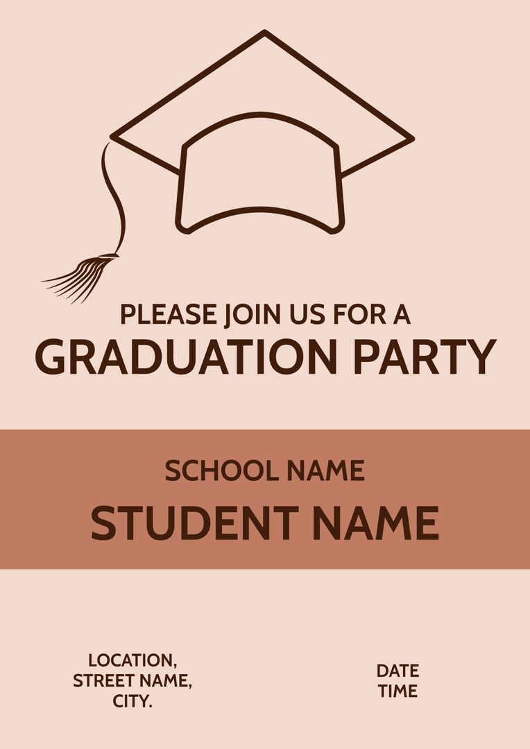 Graduation Party Invitation with Mortarboard Design