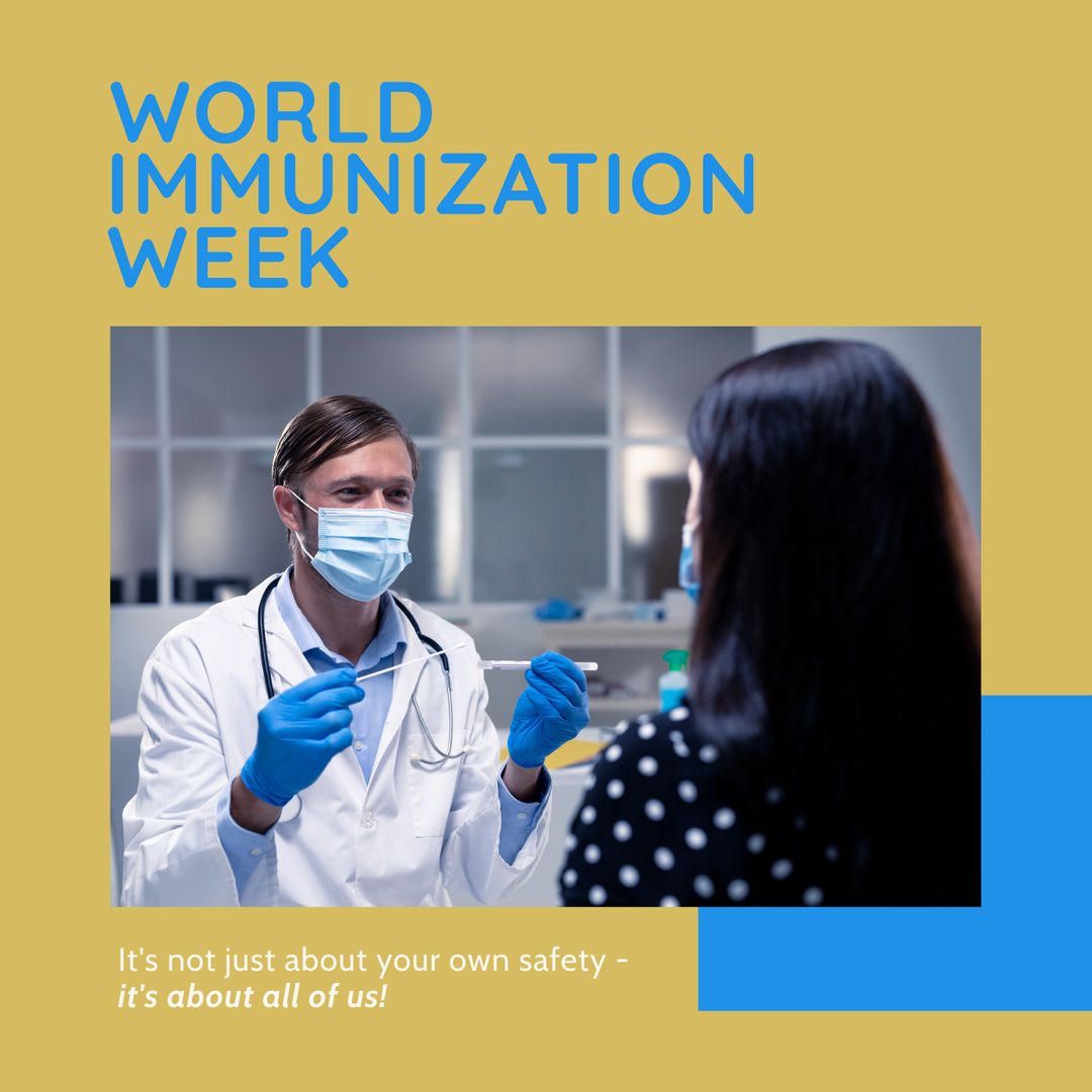 World Immunization Week Healthcare Campaign with Doctor in Health Clinic