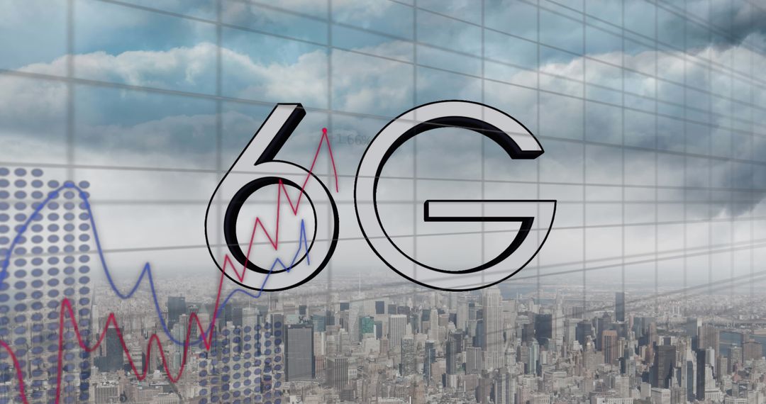 6G Concept with Statistical Analysis and Urban Skyline Background