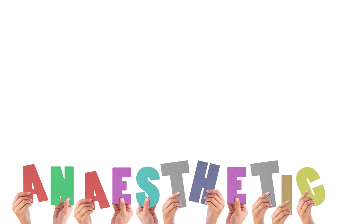 Hands Holding Anaesthetic Text on Transparent Background