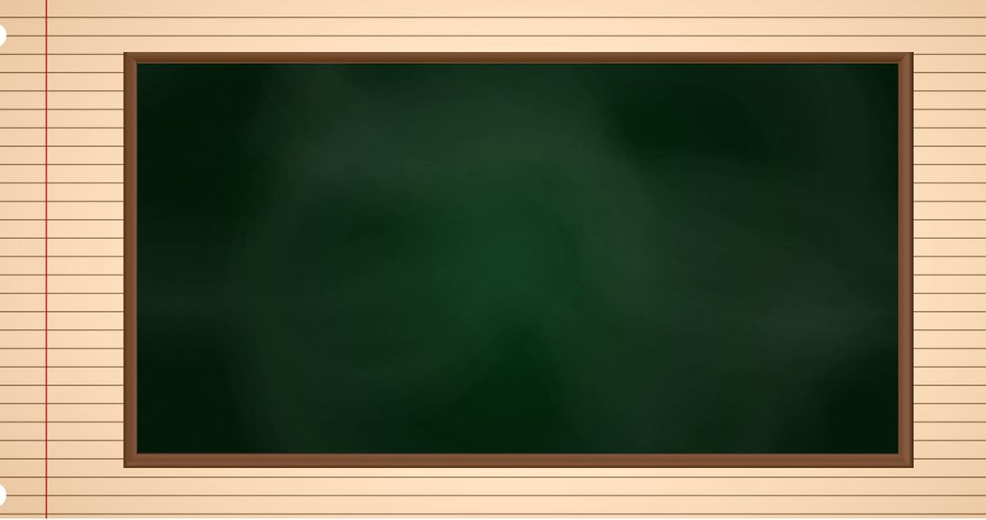 Blank Green Chalkboard on Lined Notebook Paper Background