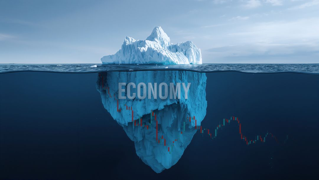 Conceptual Iceberg Representing Economy with Financial Data Visualization