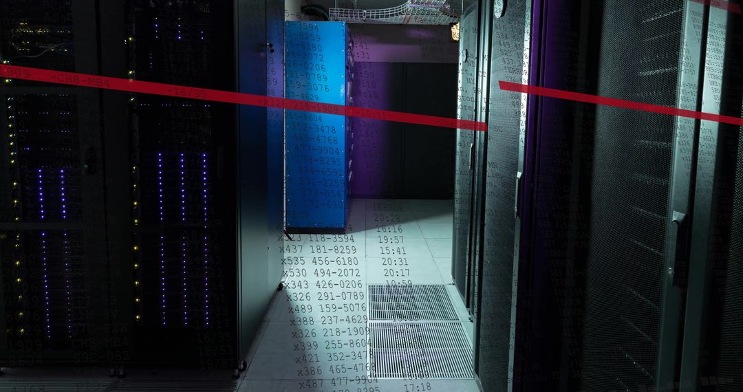 High-Tech Server Room with Global Connections and Data Processing