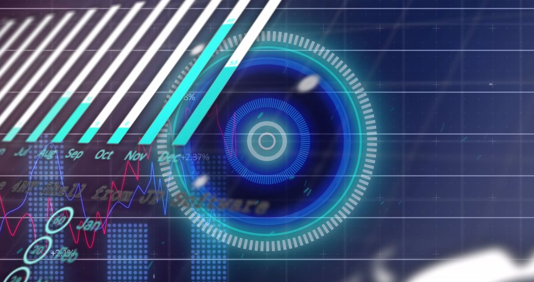 High-Tech Data Processing Interface with Digital Elements