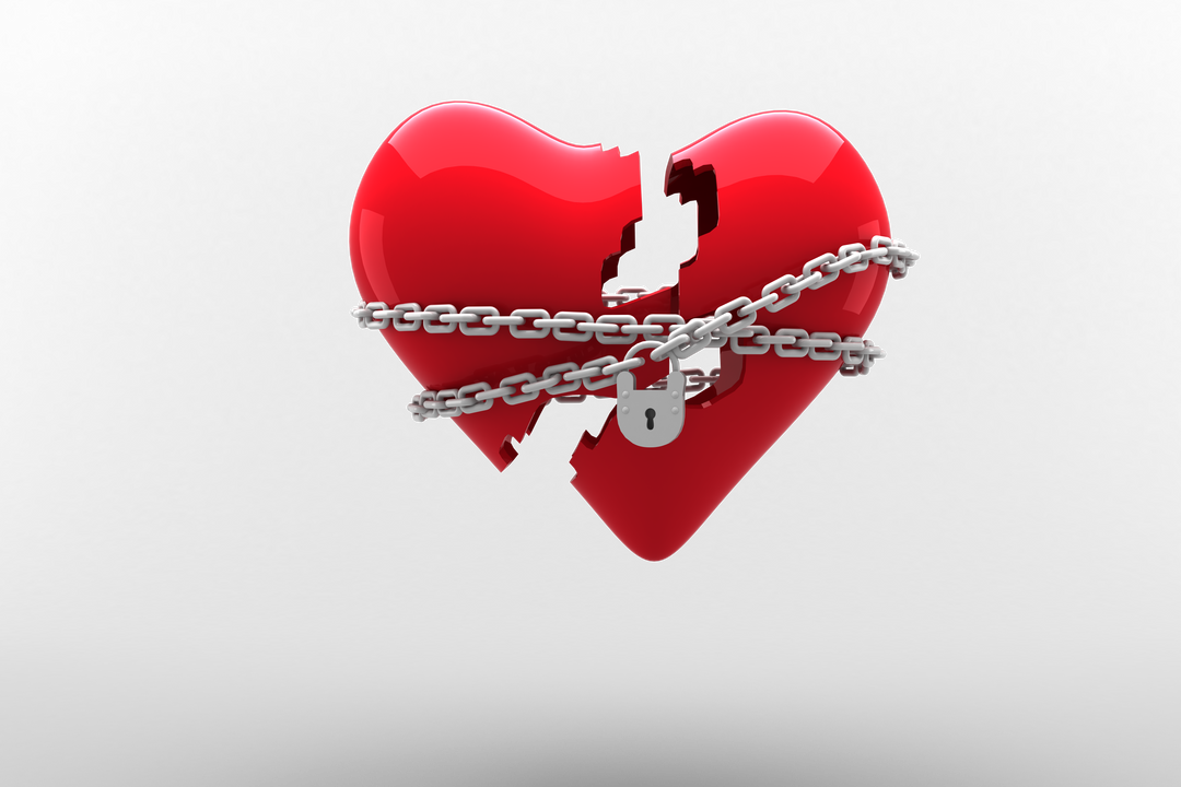 Transparent Broken Heart with Chain and Lock Illustration - Download Free Stock Images Pikwizard.com