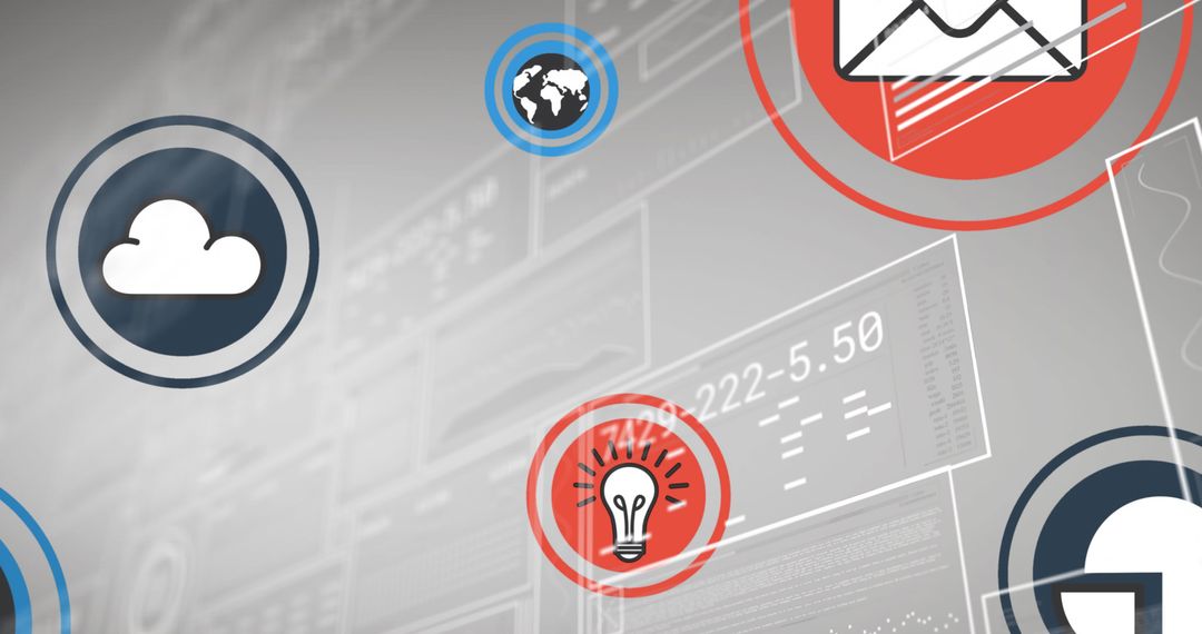 Digital Cloud and Media Icons on Futuristic Interface