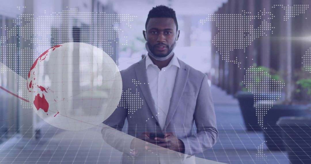 Global Finance and Data Concept with Businessman