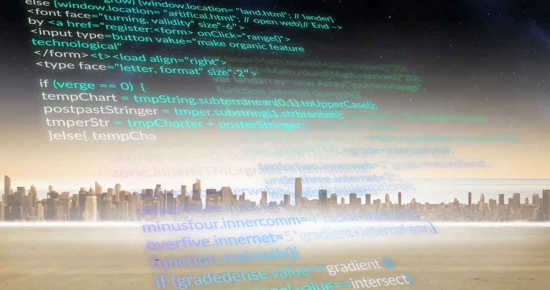 Futuristic Code And Cityscape Integration