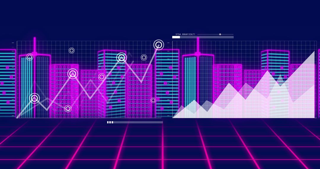Futuristic Financial Data Visualization Over Digital Skyline