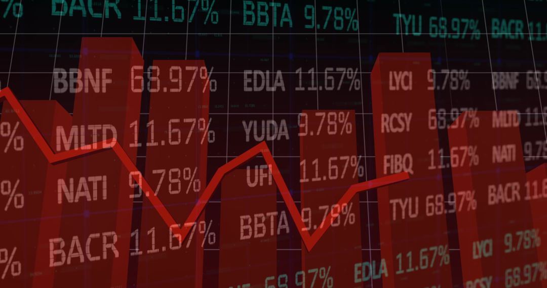 Red Economy Chart Displays Market Downturn Digital Background