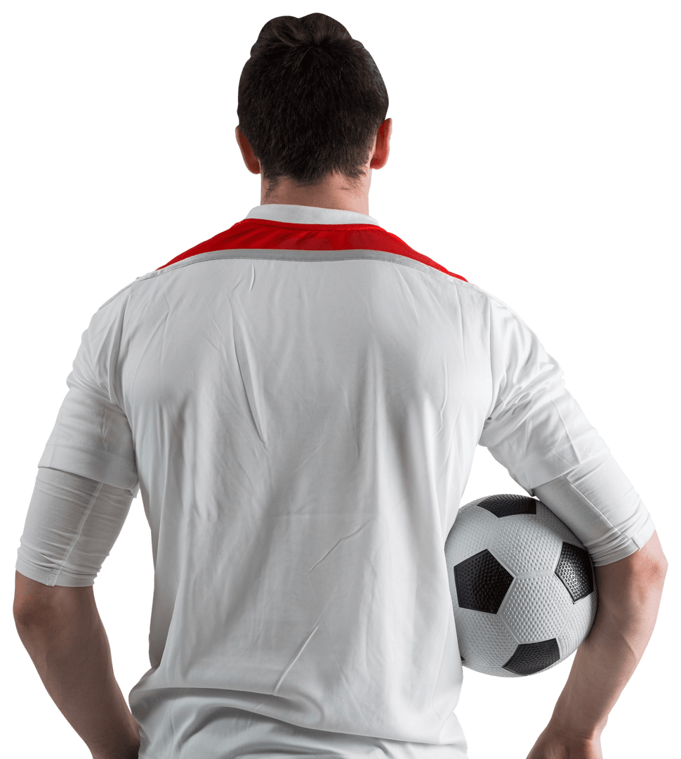 Soccer Fan Supporting Team Holding Soccer Ball on Transparent Background