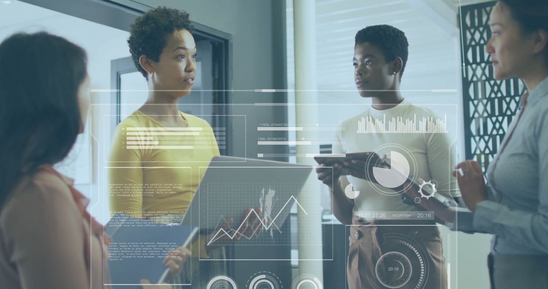 Diverse Professionals Discussing Data Analytics in Office