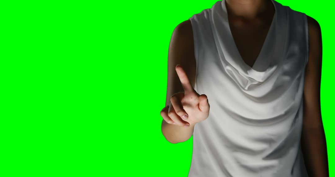 Person Touching Virtual Interface on Green Screen Background - Free Images, Stock Photos and Pictures on Pikwizard.com