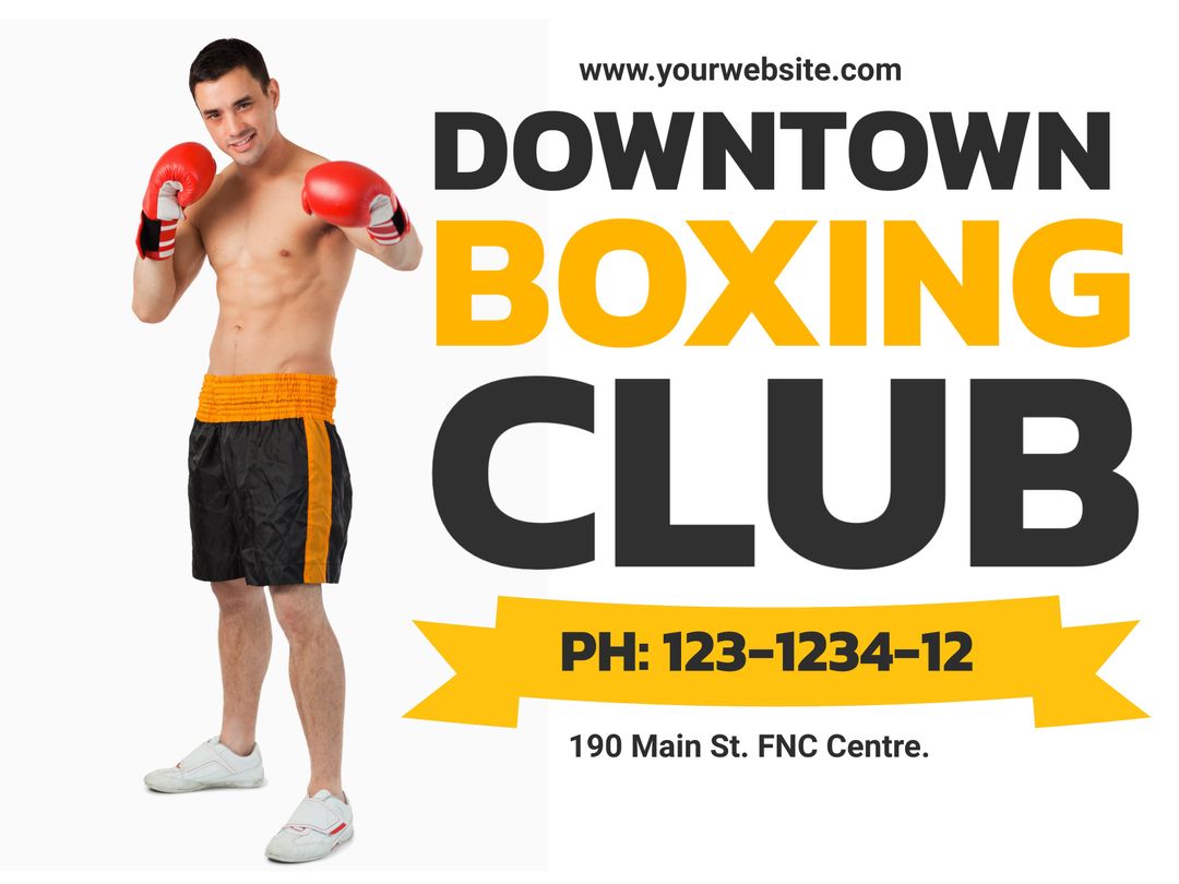 Boxing Club Ad with Young Male Boxer - Download Free Stock Templates Pikwizard.com