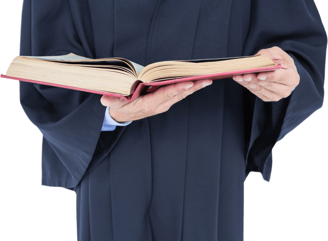 Transparent Lawyer Holding Reference Law Book Closeup