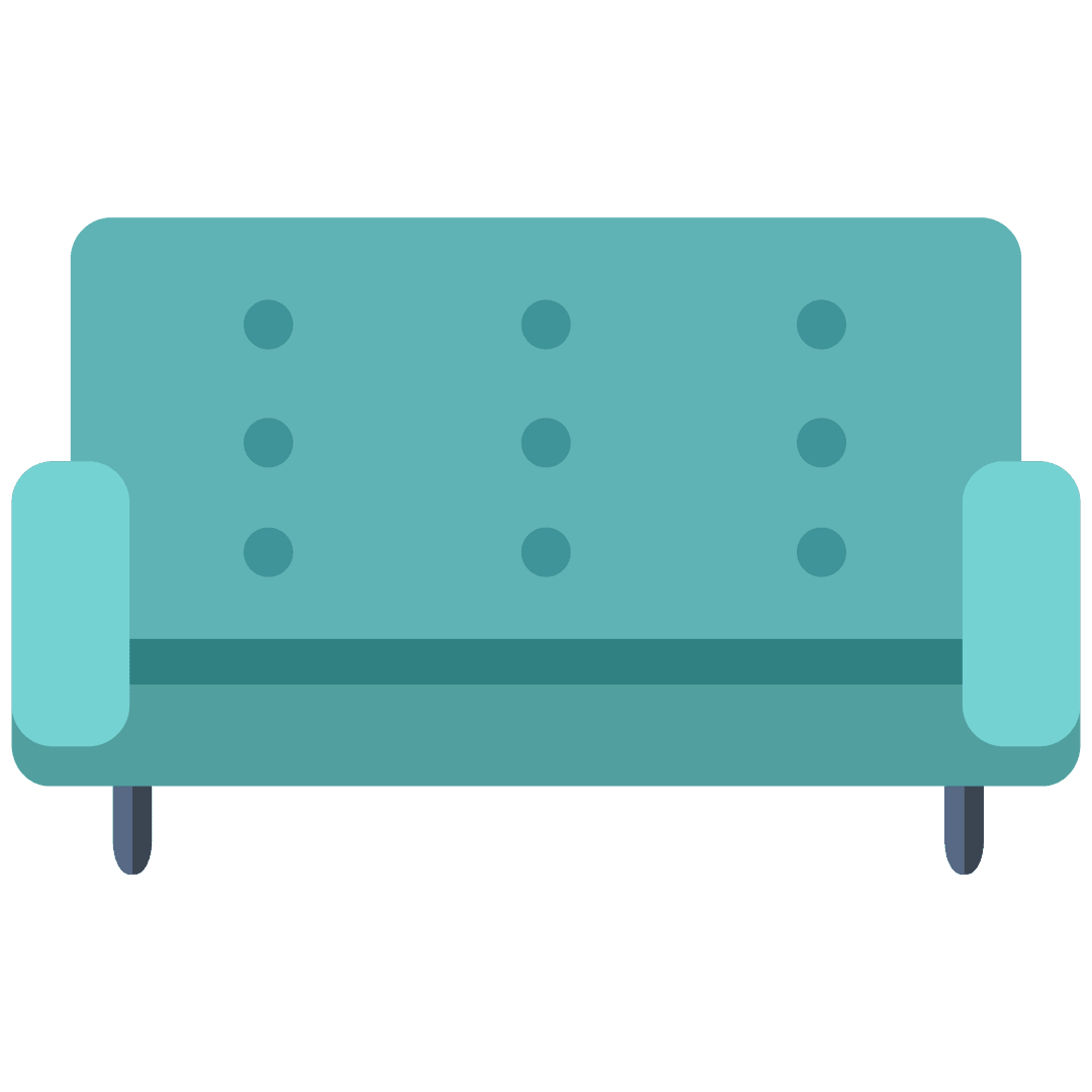 Blue Sofa Illustration on Transparent Background for Interior Design