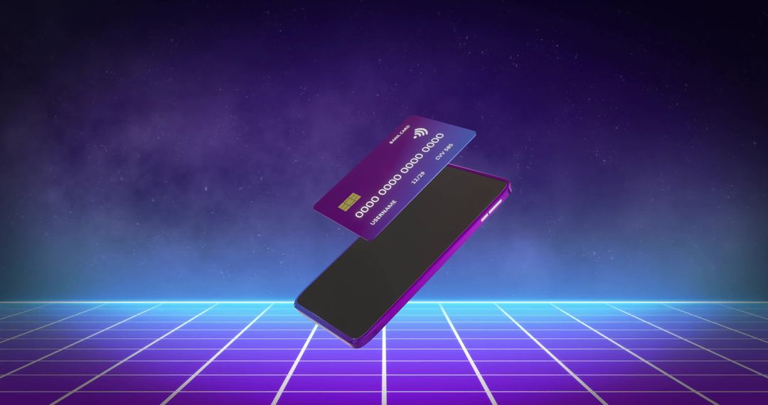 Floating Smartphone and Credit Card Depicting Digital Payments