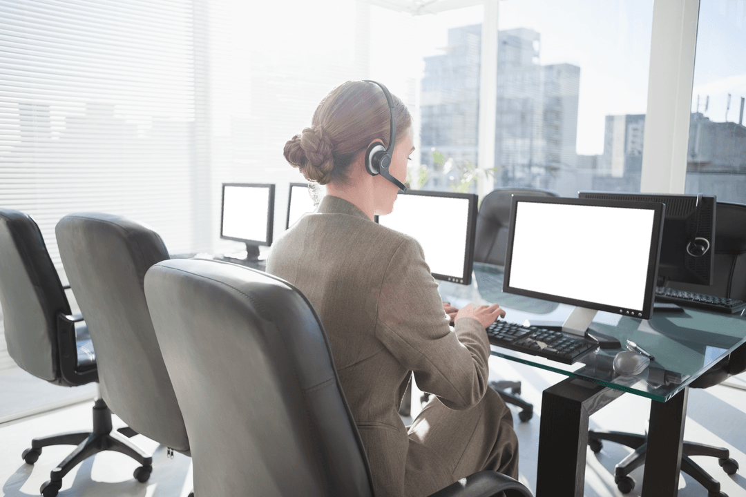 Transparent Office Worker Using Computer for Professional Tasks - Download Free Stock Images Pikwizard.com