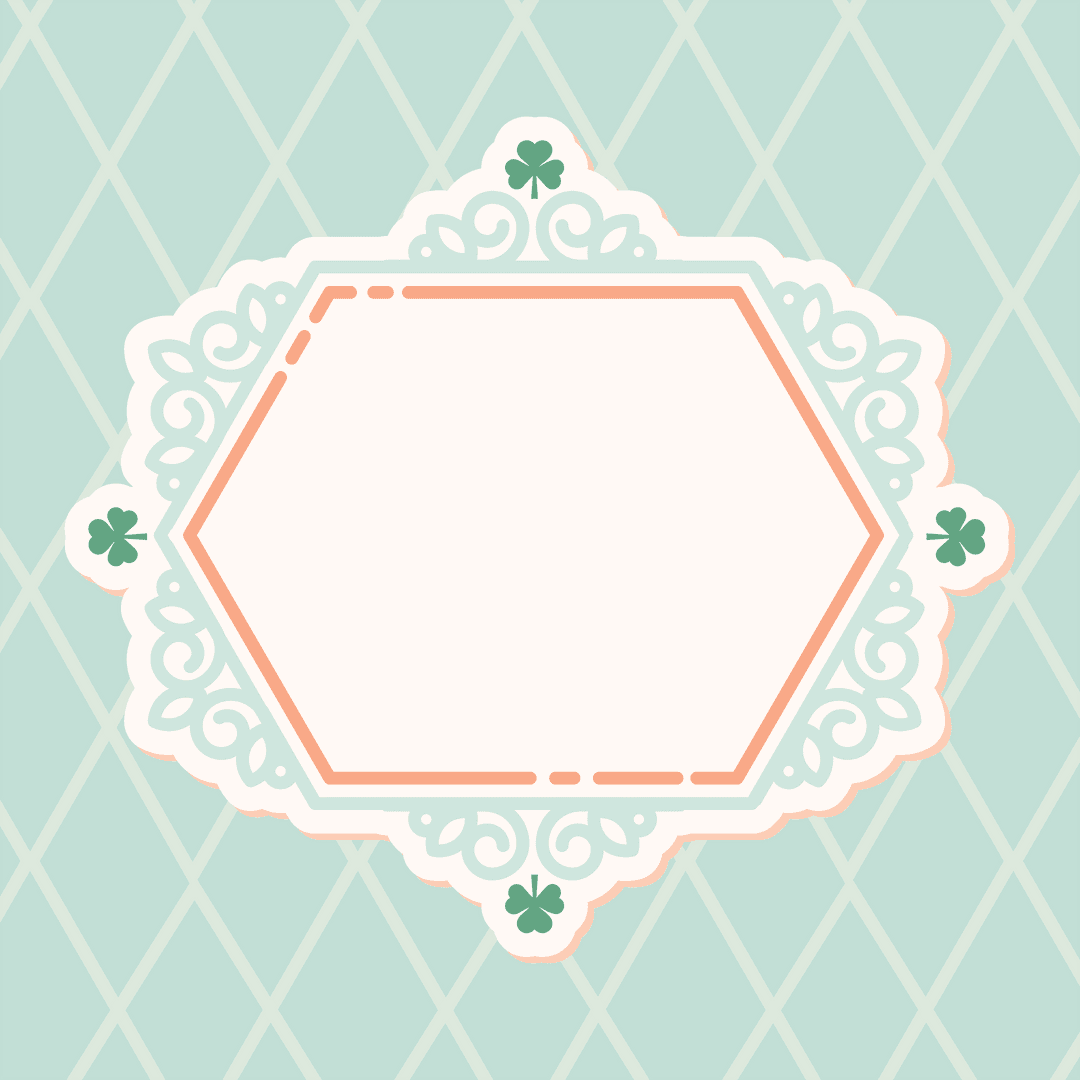 Transparent Hexagonal Frame with Decorative Clover Details