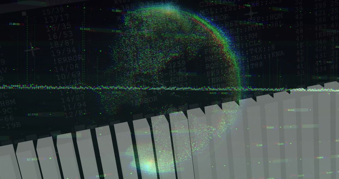 Futuristic Globe Interface with Data Visualization Overlay