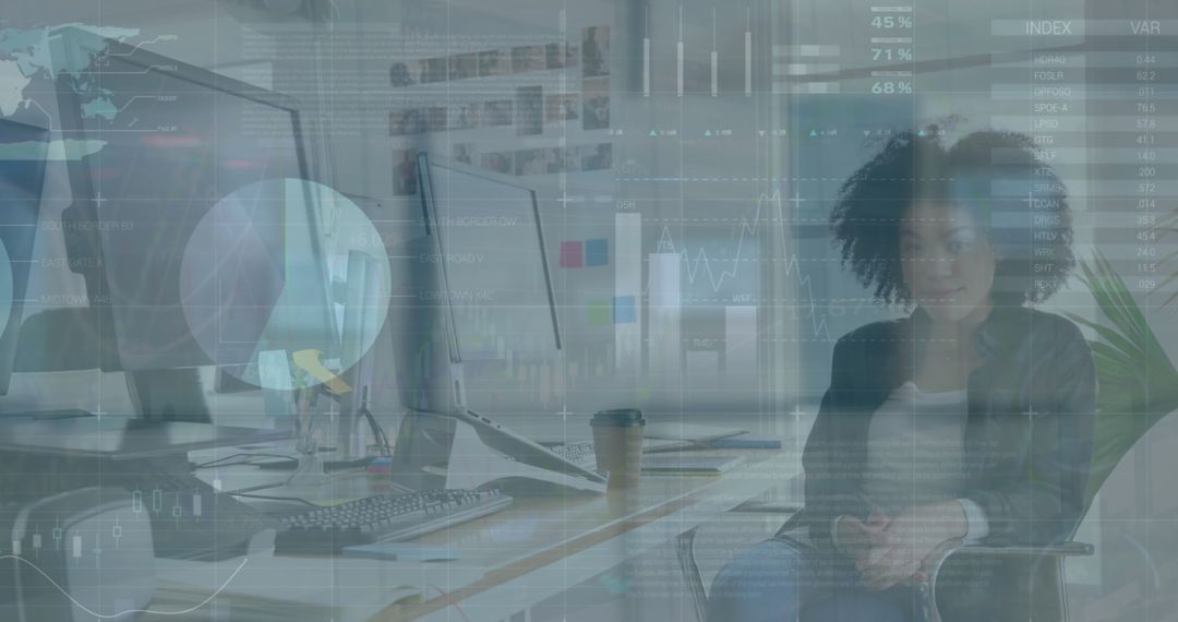 Business Technology Expert Analyzing Statistical Data in Office During Work