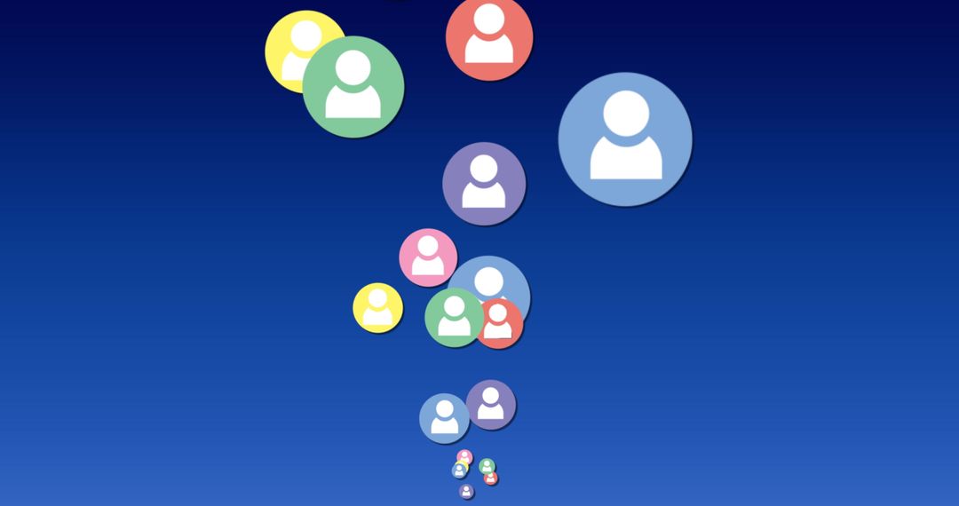 Colorful User Icons on Blue Background Symbolizing Social Connection
