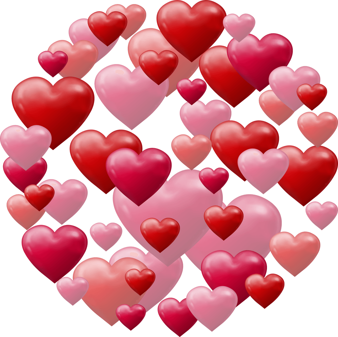 Heart Pattern with Diverse Colors on Transparent Design