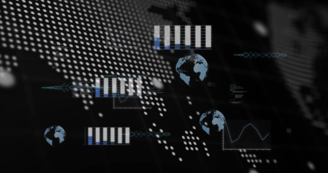 Abstract Digital Global Data Context with Map and Graphs - Free Images, Stock Photos and Pictures on Pikwizard.com