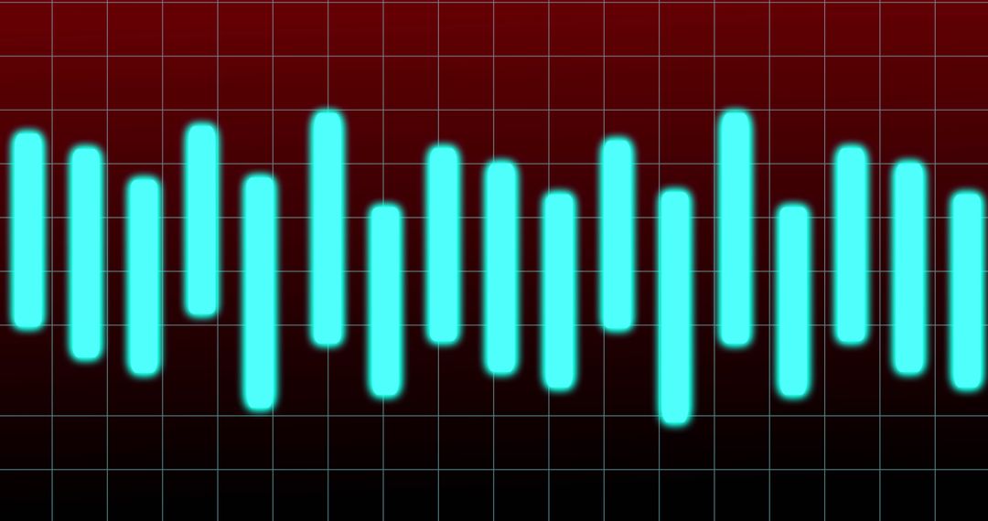 Neon Blue Financial Bar Graph on Digital Grid Background