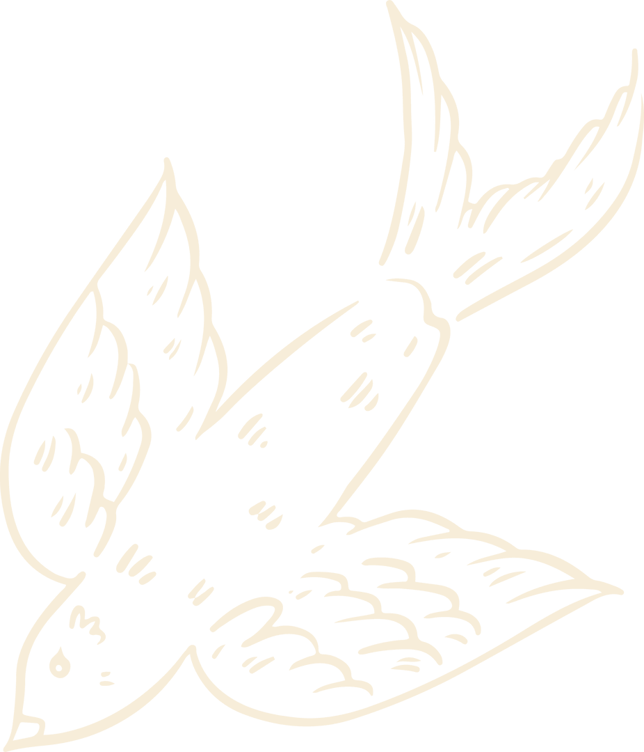 Translucent Hybrid Creature with Wing Fins in Line Sketch