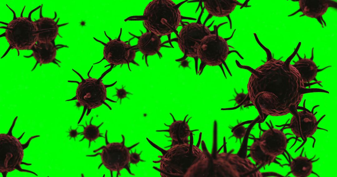 Microscopic View of Multiple Viruses Against Green Background - Free Images, Stock Photos and Pictures on Pikwizard.com