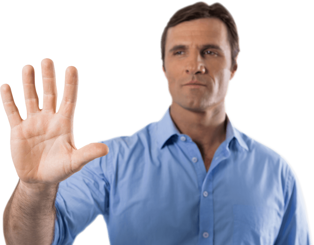 Business Professional Making Transparent Stop Gesture