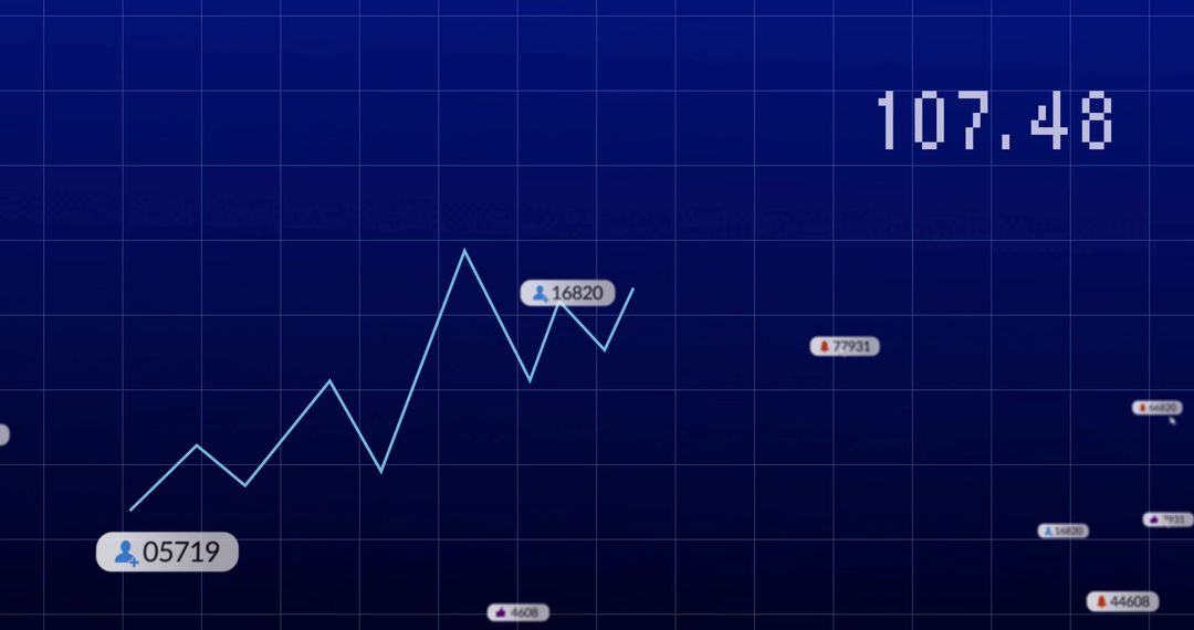 Interactive Digital Analytics Dashboard with Blue Line Graph