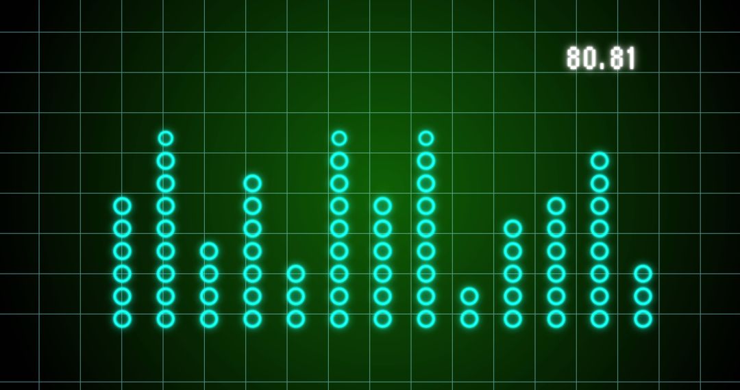 Digital Financial Chart on Green Background with Figures