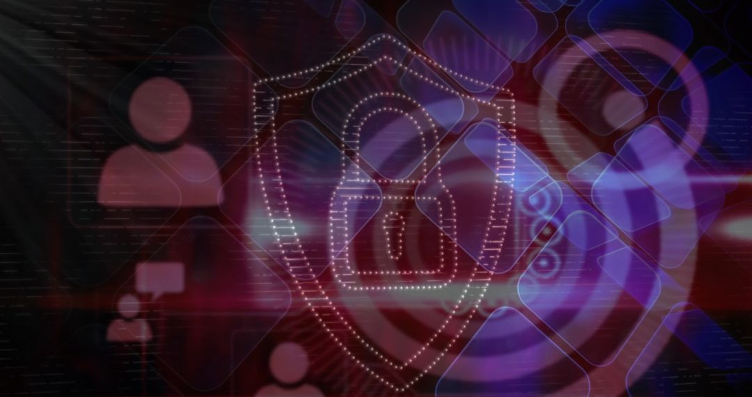 Cybersecurity Concept with Digital Padlock Overlay