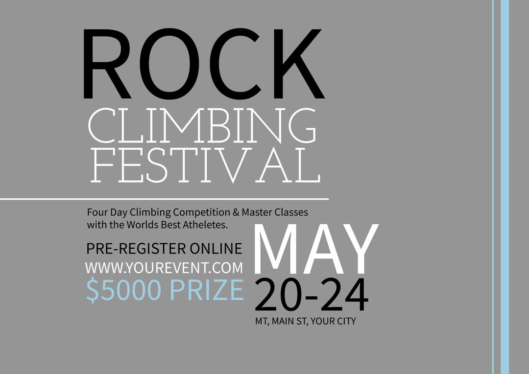 Adventurous Rock Climbing Festival Event Gates Poster - Download Free Stock Templates Pikwizard.com