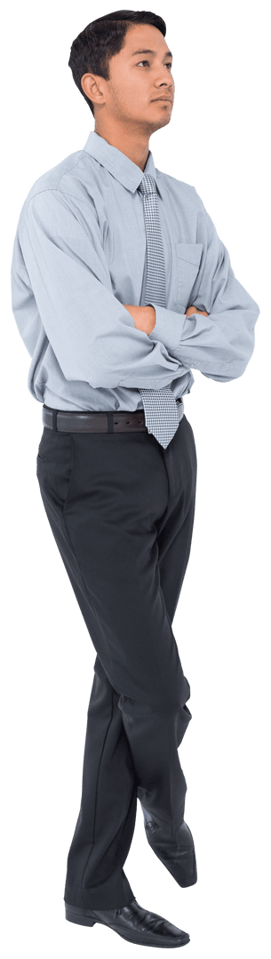 Confident Businessman with Folded Arms on Transparent Background