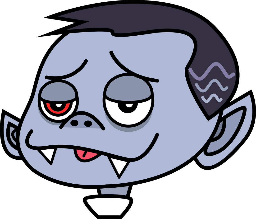 Cartoon Vampire Head Floating on Transparent Background