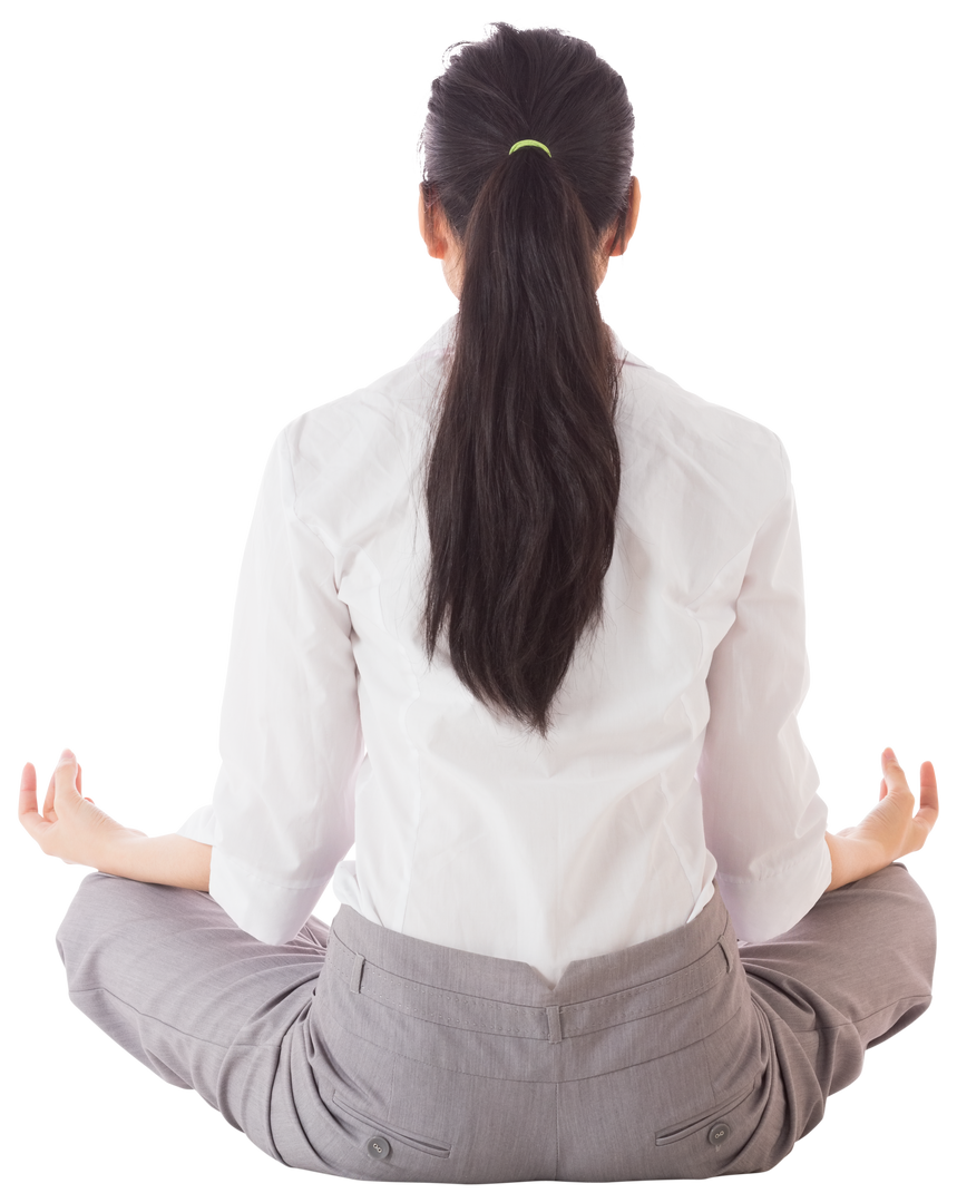 Businesswoman in Lotus Pose Practicing Mindfulness Transparent Background - Download Free Stock Images Pikwizard.com