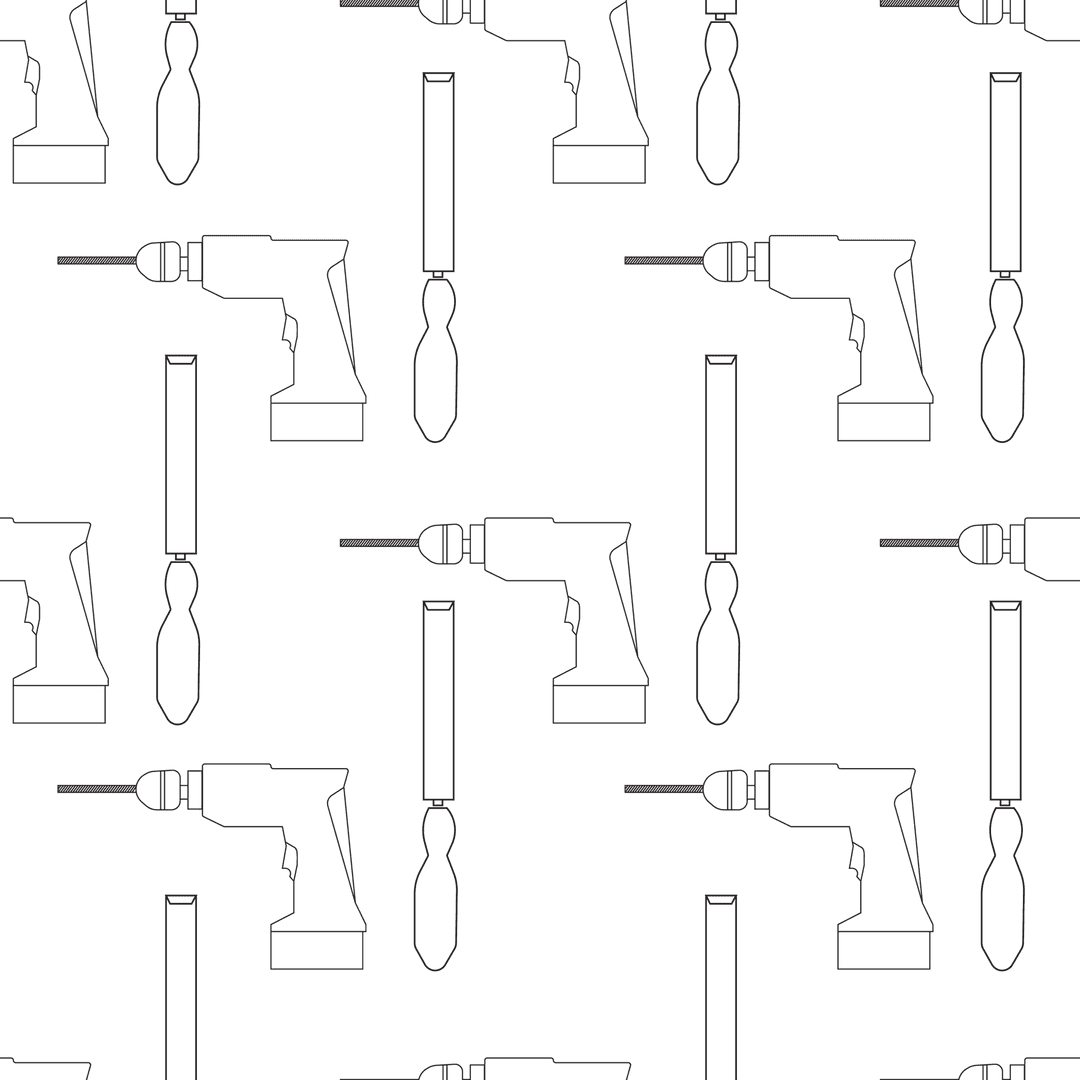 Seamless Drill Pattern on Transparent Background for Construction Designs