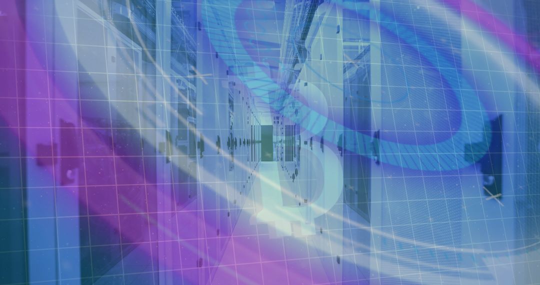 Futuristic Digital Interface with Data Streams and Servers