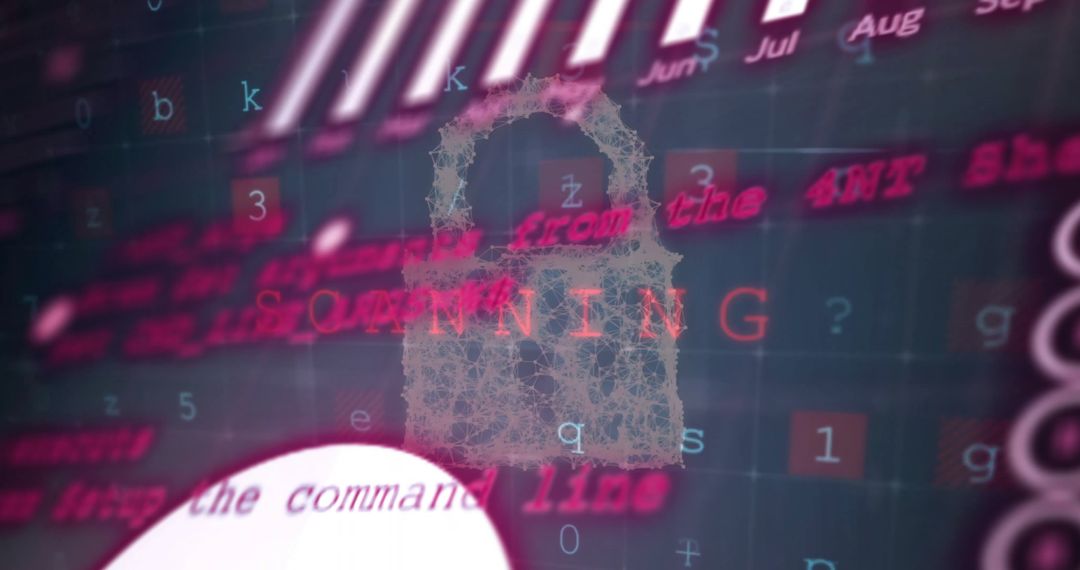 Cyber Security Concept with Digital Lock and Data Elements
