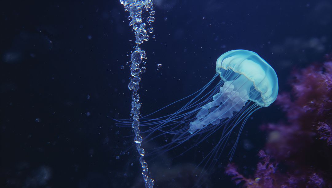 Majestic Jellyfish Drifting in Tranquil Aquarium Glow