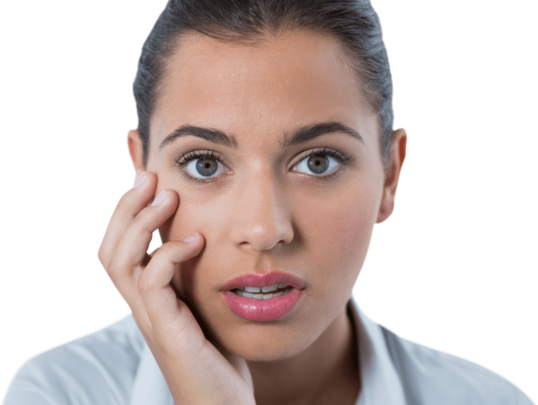 Surprised Businesswoman with Open Mouth on Transparent Background
