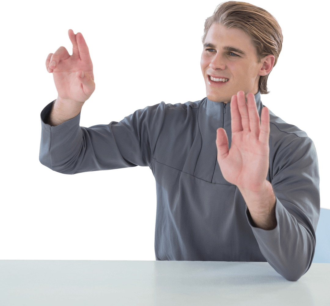 Tech Innovator Using Transparent Virtual Interface in Office - Download Free Stock Images Pikwizard.com