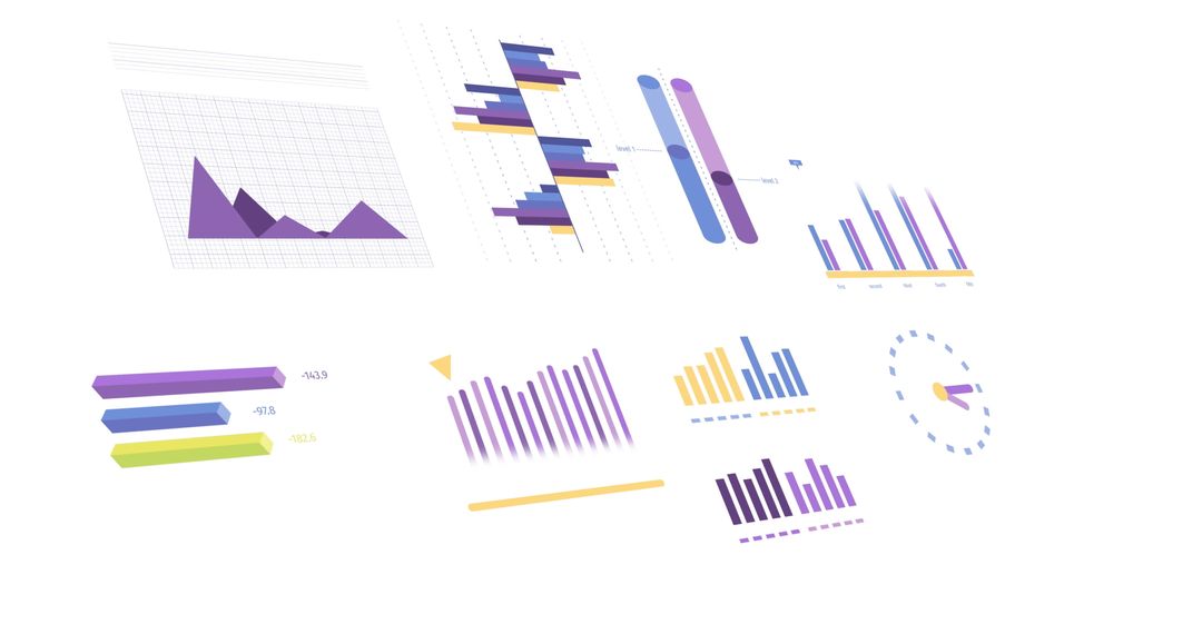 Colorful Abstract Graphs and Charts for Data Analysis and Presentation