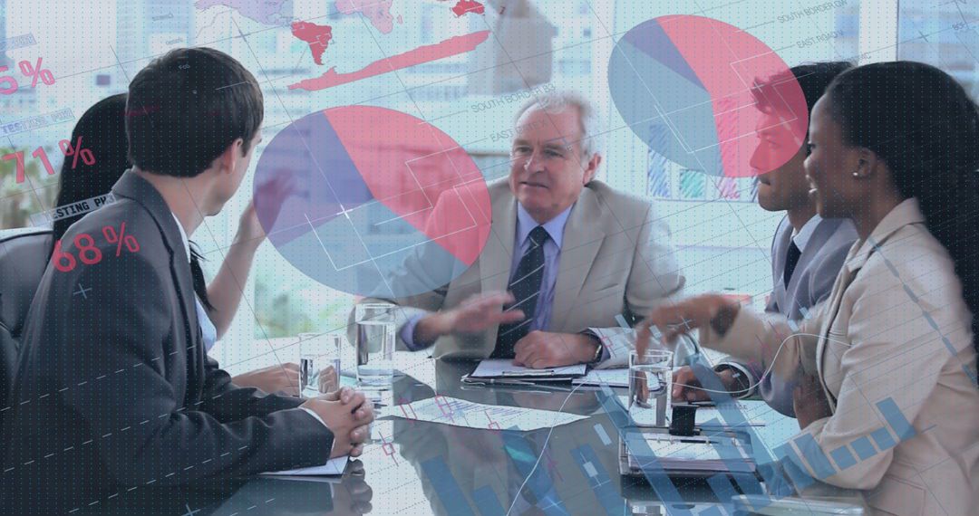 Business Team Analyzing Infographics in Corporate Setting